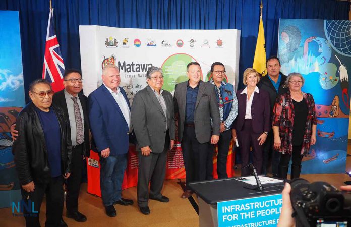 Matawa Chiefs and Officials with Premier Ford, Ministers Rickford and Scott at announcement of broadband Internet Funding