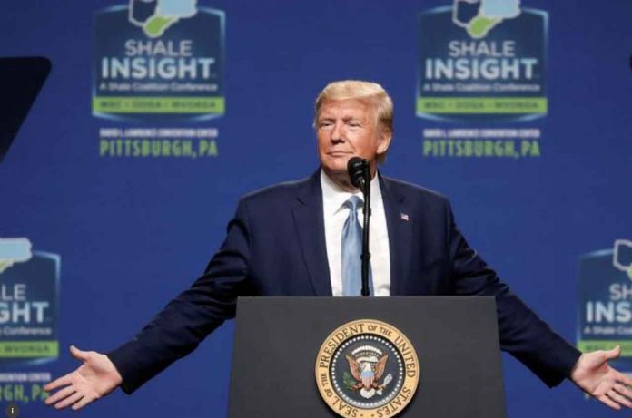 U.S. President Donald Trump delivers keynote remarks at the Shale Insight 2019 Conference in Pittsburgh, Pennsylvania, U.S., October 23, 2019. REUTERS/Leah Millis