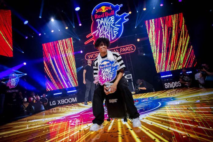 Shinshan from the Netherlands celebrates his victory of the Red Bull Dance Your Style World Final at la Grande Halle de La Villette in Paris, France on October 12th, 2019 // Little Shao/Red Bull Content Pool