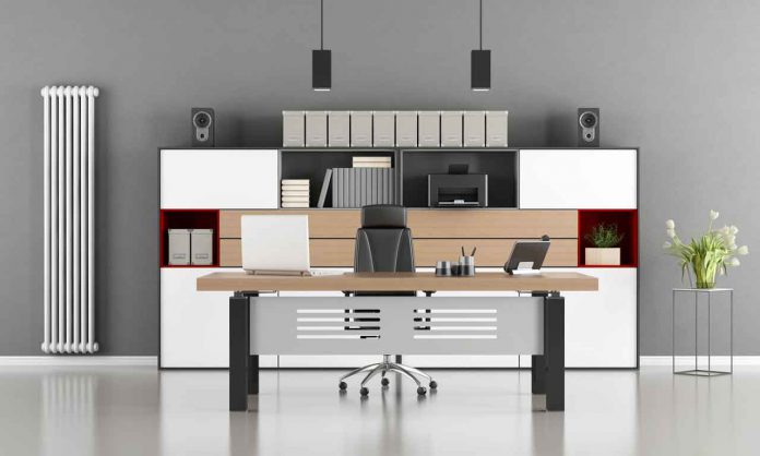 Modern office with minimalist furniture - 3d rendering