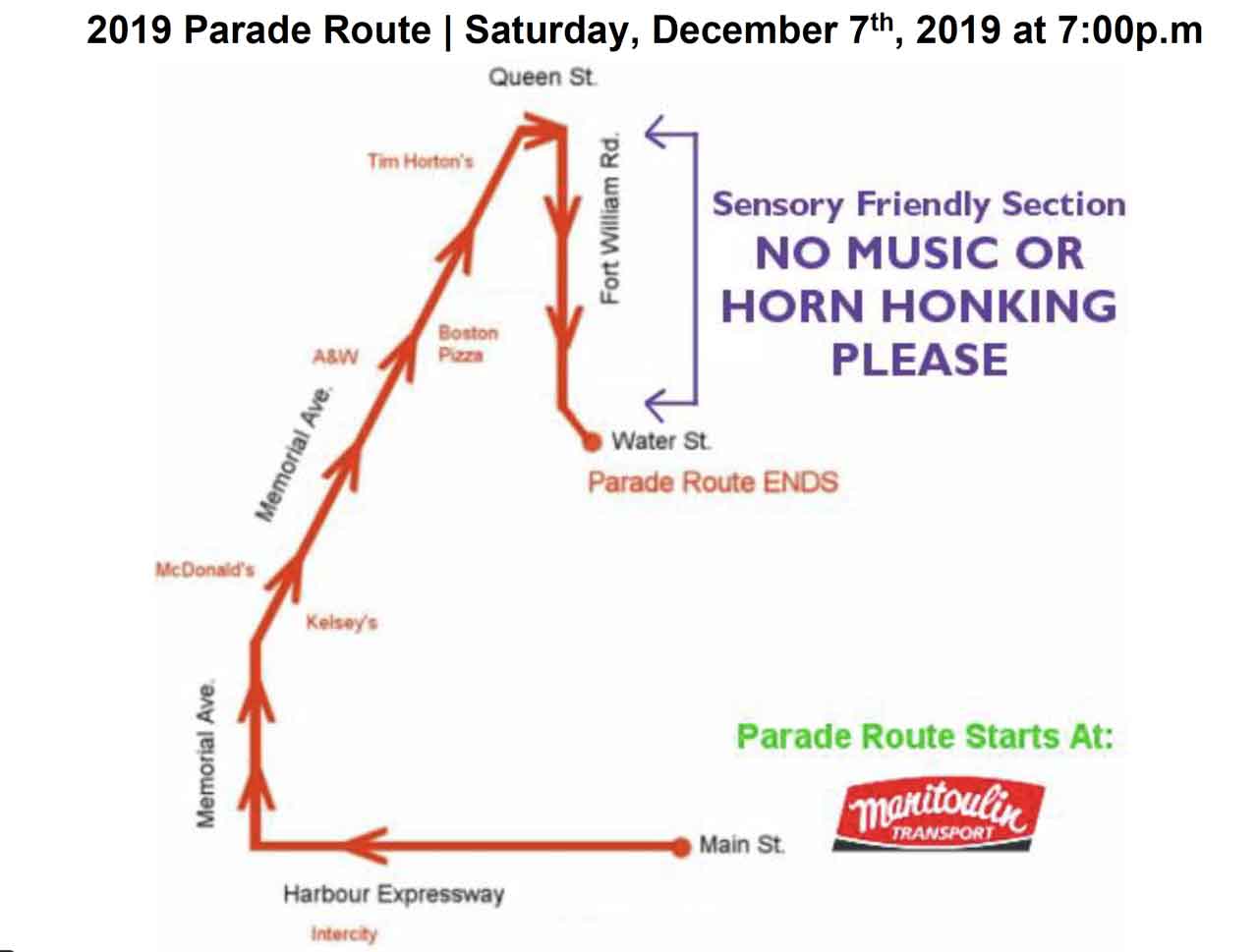 Parade of Lights Route 2019 