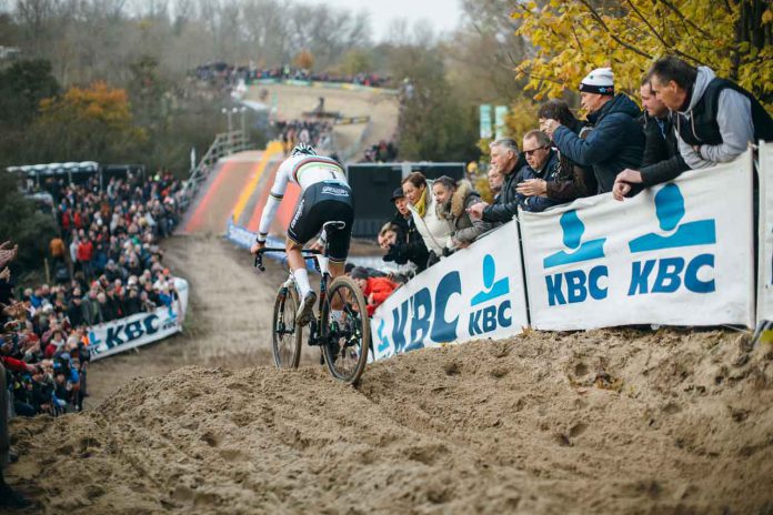 Mathieu van der Poel performs during round 5 of the UCI Cyclocross World Cup in Koksijde, Belgium on November 24, 2019 // Balint Hamvas / Red Bull Content Pool // AP-229Q75N6S2111 // Usage for editorial use only //