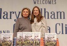 Hillary Clinton says abuse of female politicians on social media is ‘viral’ Hillary Clinton and Chelsea Clinton pose for pictures during an event for their new book "The Book of Gutsy Women" in the Manhattan borough of New York City, New York, U.S., October 3, 2019. REUTERS/Jeenah Moon