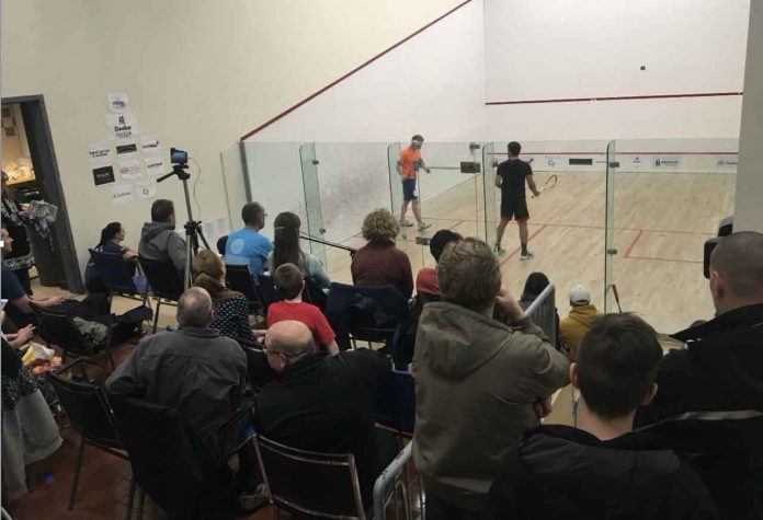 A packed house on hand at Canada Games Complex during the Open A Finals between Nick Persichino and Sean Cameron. Cameron ended up beating Persichino in 5, winning the Open A Division.