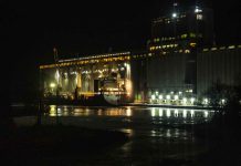 Second Day a Person Needed to be Rescued from Harbour off Ice The HEERENGRACHT at the Current River elevator. The Harbour ice is not safe ships are still loading.