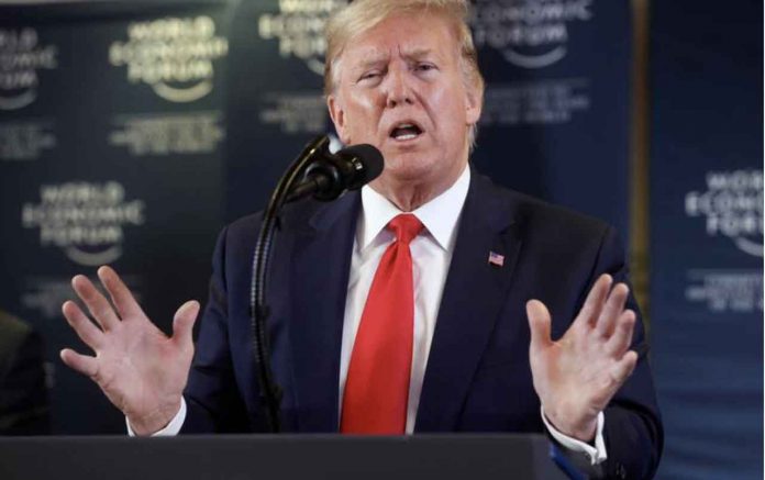 U.S. President Donald Trump gestures as he holds a news conference at the 50th World Economic Forum (WEF) in Davos, Switzerland, January 22, 2020. REUTERS/Jonathan Ernst