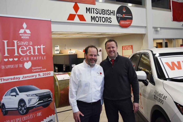 The winning Save a Heart Car Raffle ticket was drawn by Glenn Craig, President & CEO of the Thunder Bay Regional Health Sciences Foundation, and Ryan Witiluk, General Manager of Balmoral Park Acura.