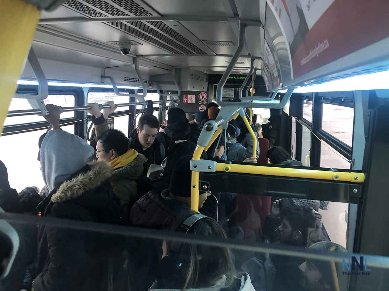 A Very Crowded Thunder Bay Transit bus on the Crosstown Route