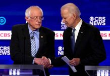 Where do Joe Biden and Bernie Sanders diverge on climate change Democratic 2020 U.S. presidential candidates Senator Bernie Sanders shakes hands with former Vice President Joe Biden after the tenth Democratic 2020 presidential debate at the Gaillard Center in Charleston, South Carolina, U.S., February 25, 2020. REUTERS/Jonathan Ernst/File Photo