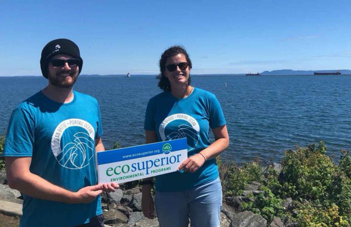 Simon Boudreault & Kelsey Herglotz; Two participants with OceanBridge Direct Action are heading to Poryphry Island to support research for marine conservation, with EcoSuperior and CLLS. Photo Credit: Sue Hamel, EcoSuperior (2020)