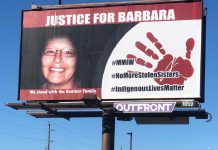 Brayden Bushby Seeks Appeal to Conviction in Barb Kentner Manslaughter Conviction Billboard in downtown Fort William was put up by a Treaty Three member to seek justice for Barbara Kentner