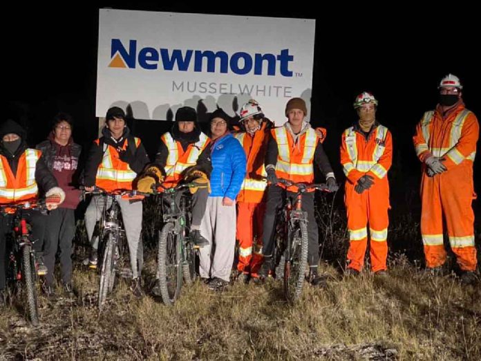 Riders and support team at turnoff