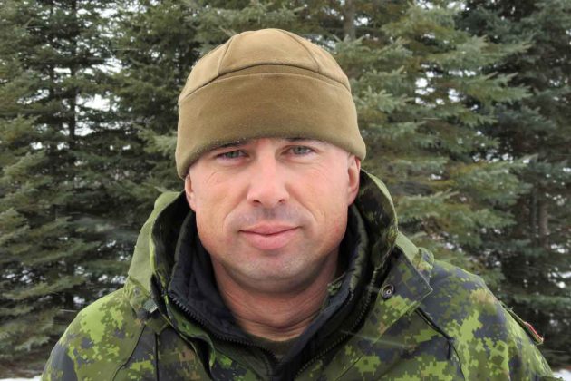 Carl Wolfe, arn army instructor, is working with the Rangers in Ginoogaming. credit Sergeant Peter Moon, Canadian Rangers