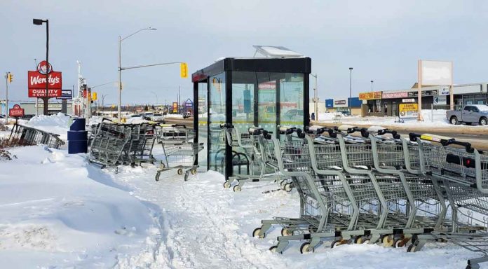 In Winter, shopping carts left abandoned end up blocking sidewalks and snow clearing