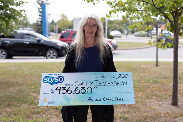 Kathy Tymchyshyn took home last month’s $436,630 cash jackpot. This is the final week to purchase Thunder Bay 50/50 tickets for September’s Grand Prize draw, taking place on Friday, October 1, 2021.