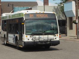 Thunder Bay opens new Waterfront Transit Terminal on April 29 Thunder Bay Transit - Memorial 3M Bus on Brodie Street
