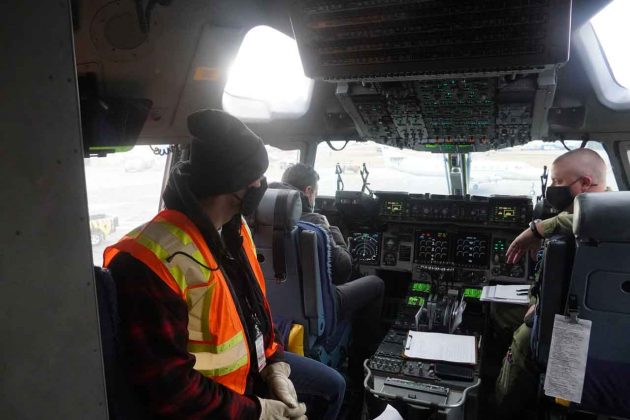 NSA President in RCAF Globemaster Flight Deck