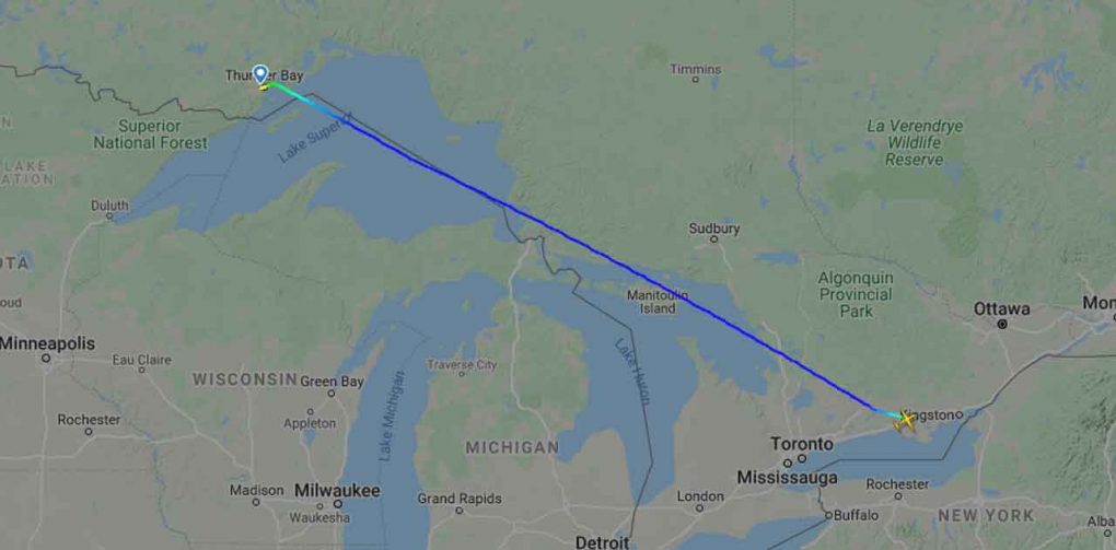 Flight track for Beechcraft King Air 350