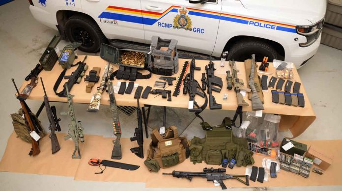 RCMP image of Firearms Seized at Coutts