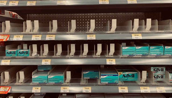 Pharmacy Shelves in Thunder Bay March 6 2022