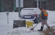 Easter Monday – Shoveling Snow in Downtown Waterfront District