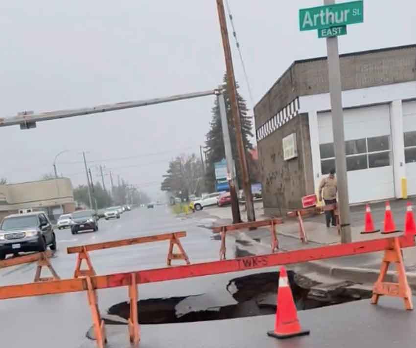 Sinkhole at Arthur and Edward Street