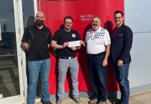 Half-Way Motors Helped Raise $80,000 for Ukraine Relief Daniel Trevisanutto, Adam Zuback ( Thunder Bay Red Cross) John Trevisanutto, Patrick Trevisanutto