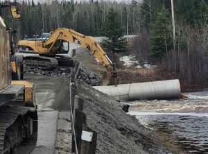 Crews working on Highway washout south of Red Lake