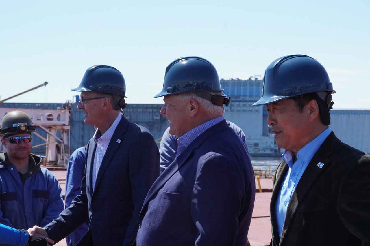 Thunder Bay PC Candidates with Premier Ford at Heddle Shipyards in Thunder Bay