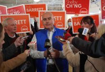 Liberal Leader Steven Del Duca Makes Campaign Stop in Thunder Bay Liberal Leader Steven Del Duca in Goods & Co in Thunder Bay