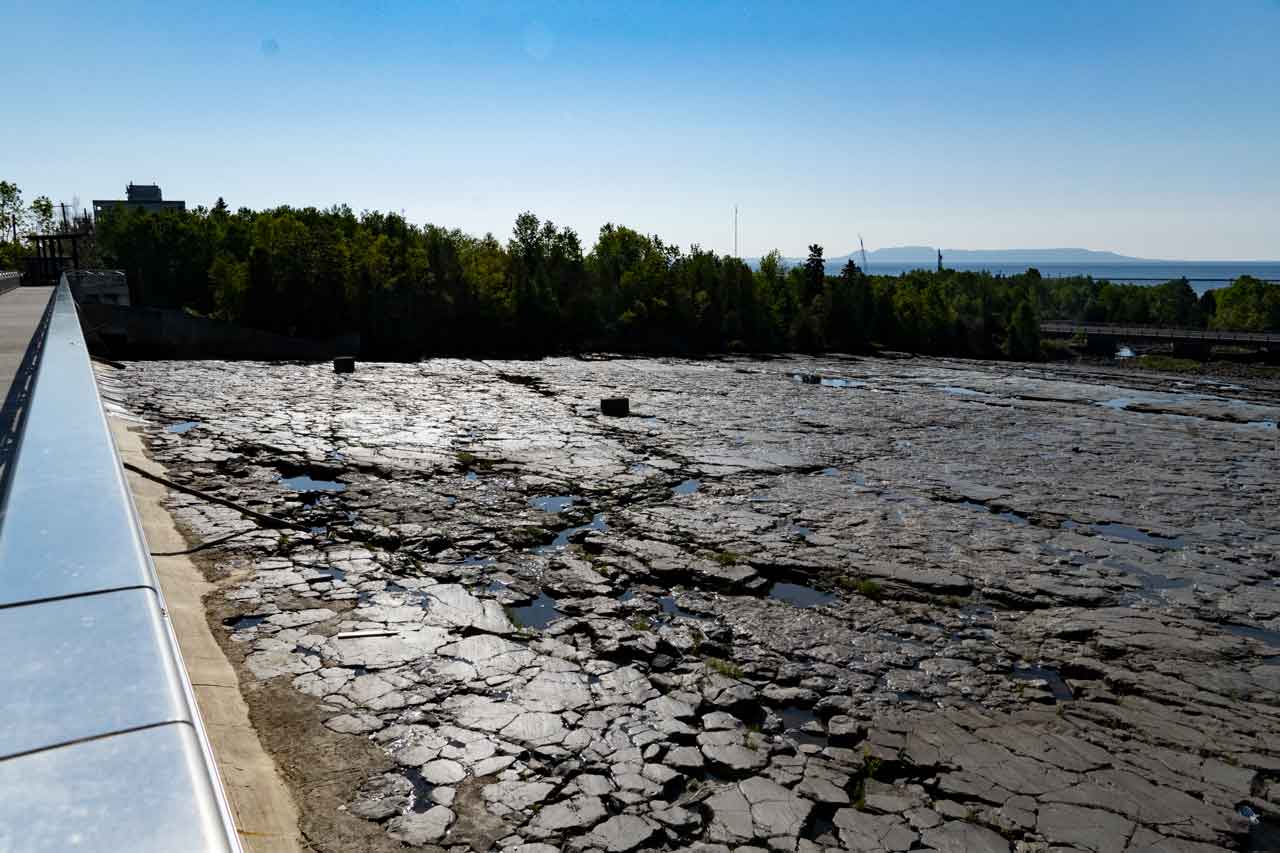 Current River was empty as water was below the dam gates