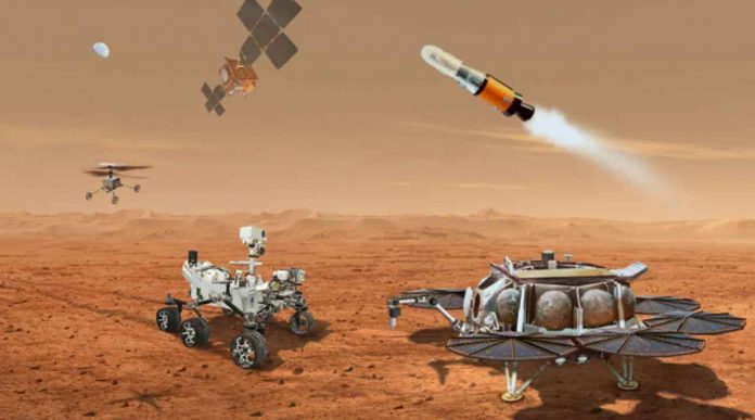 NASA has finished the system requirements review for its Mars Sample Return Program, which is nearing completion of the conceptual design phase. During this phase, the program team evaluated and refined the architecture to return the scientifically selected samples, which are currently in the collection process by NASA’s Perseverance rover in the Red Planet’s Jezero Crater. The architecture for the campaign, which includes contributions from the European Space Agency (ESA), is expected to reduce the complexity of future missions and increase probability of success. “The conceptual design phase is when every facet of a mission plan gets put under a microscope,” said Thomas Zurbuchen, associate administrator for science at NASA Headquarters in Washington. “There are some significant and advantageous changes to the plan, which can be directly attributed to Perseverance’s recent successes at Jezero and the amazing performance of our Mars helicopter.” This advanced mission architecture takes into consideration a recently updated analysis of Perseverance’s expected longevity. Perseverance will be the primary means of transporting samples to NASA’s Sample Retrieval Lander carrying the Mars Ascent Vehicle and ESA’s Sample Transfer Arm. As such, the Mars Sample Return campaign will no longer include the Sample Fetch Rover or its associated second lander. The Sample Retrieval Lander will include two sample recovery helicopters, based on the design of the Ingenuity helicopter, which has performed 29 flights at Mars and survived over a year beyond its original planned lifetime. The helicopters will provide a secondary capability to retrieve samples cached on the surface of Mars. The ESA Earth Return Orbiter and its NASA-provided Capture, Containment, and Return System remain vital elements of the program architecture. With planned launch dates for the Earth Return Orbiter and Sample Retrieval Lander in fall 2027 and summer 2028, respectively, the samples are expected to arrive on Earth in 2033. With its architecture solidified during this conceptual design phase, the program is expected to move into its preliminary design phase this October. In this phase, expected to last about 12 months, the program will complete technology development and create engineering prototypes of the major mission components. This refined concept for the Mars Sample Return campaign was presented to the delegates from the 22 participating states of Europe’s space exploration program, Terrae Novae, in May. At their next meeting in September, the states will consider the discontinuation of the development of the Sample Fetch Rover. “ESA is continuing at full speed the development of both the Earth Return Orbiter that will make the historic round-trip from Earth to Mars and back again; and the Sample Transfer Arm that will robotically place the sample tubes aboard the Orbiting Sample Container before its launch from the surface of the Red Planet,” said David Parker, ESA director of Human and Robotic Exploration. The respective contributions to the campaign are contingent upon available funding from the U.S. and ESA participating states. More formalized agreements between the two agencies will be established in the next year. “Working together on historic endeavors like Mars Sample Return not only provides invaluable data about our place in the universe but brings us closer together right here on Earth,” said Zurbuchen. The first step in the Mars Sample Return Campaign is already in progress. Since it landed at Jezero Crater Feb. 18, 2021, the Perseverance rover has collected 11 scientifically-compelling rock core samples and one atmospheric sample. Bringing Mars samples to Earth would allow scientists across the world to examine the specimens using sophisticated instruments too large and too complex to send to Mars and would enable future generations to study them. Curating the samples on Earth would also allow the science community to test new theories and models as they are developed, much as the Apollo samples returned from the Moon have done for decades. This strategic NASA and ESA partnership will fulfill a solar system exploration goal, a high priority since the 1970s and in the last three National Academy of Sciences Planetary Science Decadal Surveys.