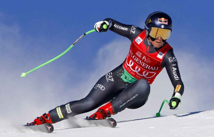 Sofia Goggia (ITA) performs during women's downhill race during FIS Alpine Skiing World Cup 2022-2023 in Lake Louise, Canada on December 3, 2022