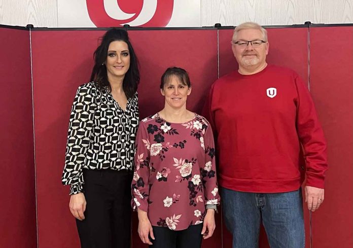 Unifor Local 324 Bargaining Commitee Left to Right - Unifor Local 324 President Katrina Peterson, Heath Rea and Unifor National Representative Stephen Boon