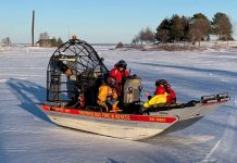 Thunder Bay First Responders at Scene of Water Rescue at James Street Swing Bridge Thunder Bay Fire Rescue Air Boat