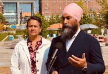 NDP Leader Jagmeet Singh Visits Thunder Bay Today Jagmeet Singh with Yuk Sem Won Discussing Federal Rental Housing Issues in Thunder Bay