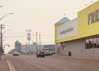 July 17, 2026: Thunder Bay Weather Recipe Includes Wildfire Smoke, Showers and Thunderstorm Risk Visible Smoke on Court Street in Thunder Bay - June 26 2023