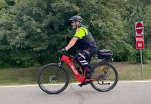 Safer Walking and Cycling Key to Road Safety, Public Health, and Sustainability TBPS Constable Tim Lampi on E-Bike
