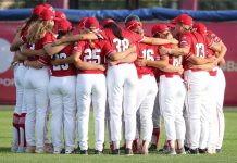 Canada Clinches Second Place with Dominant Victory Over Korea Canada Celebrates after beating Korea - Image James Mirabelli / WBSC