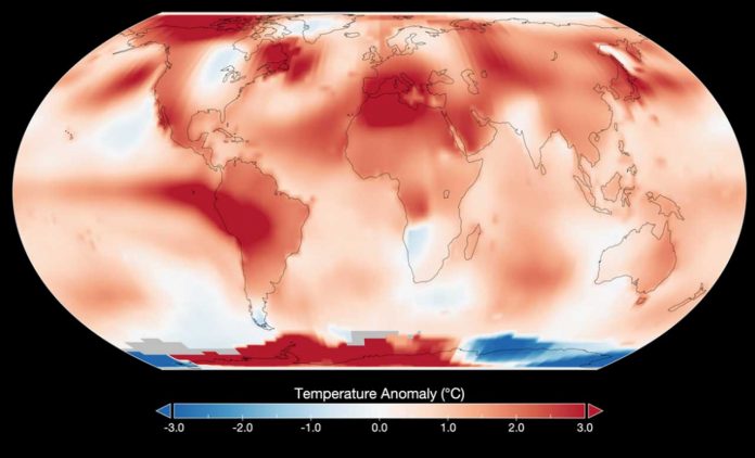 This map shows global temperature anomalies for July 2023 according to the GISTEMP analysis by scientists at NASA’s Goddard Institute for Space Studies. Temperature anomalies reflect how July 2023 compared to the average July temperature from 1951-1980. Credits: NASA’s Goddard Institute for Space Studies