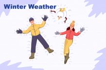 Winter-Weather-Man-and-Woman-Making-Snow-Angels