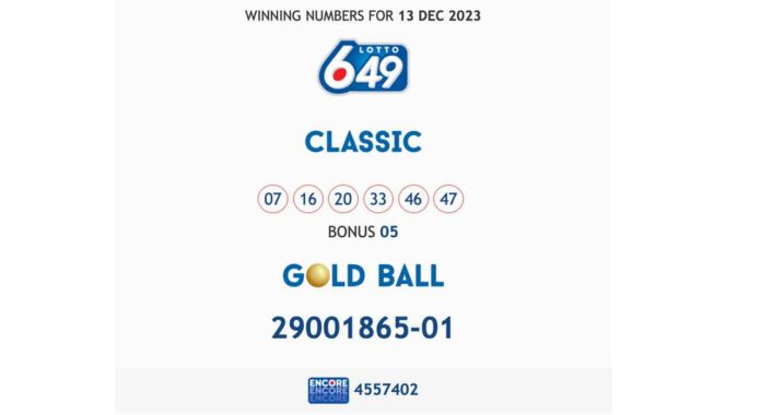 Ontario Lottery and Gaming Corporation - EVENING LOTTERY WINNING NUMBERS - Dec. 13, 2023