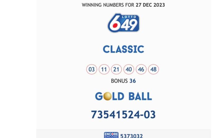 Ontario Lottery and Gaming Corporation - EVENING LOTTERY WINNING NUMBERS - Dec. 27, 2023