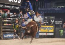 PBR World Champion Daylon Swearingen Wins Heated Round 1 of Unleash The Beast’s Tractor Supply Co. PBR Chicago PBR
