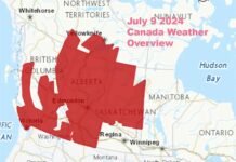 July 9 2024: Canada Weather Synopsis: A Mix of Heat Warnings and Rainfall Alerts weather overview July 9 2024