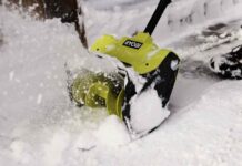 Shovelling all that Snow! Save your Heart and your Back Ryobi's 10 inch 18 Volt Electric snow shovel is perfect in taking the back breaking job of snow clearing