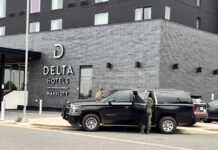 Thunder Bay Police respond to Waterfront Hotel A member of the TBPS Tactical Unit wrapping up after an incident this afternoon.