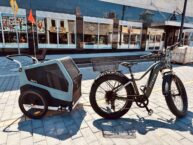Aventon E-Bike with Burley Bark Ranger XL so that the big dog can ride too