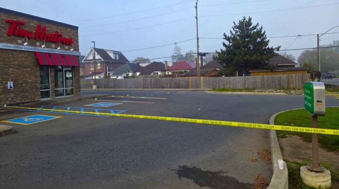 tim-hortons-parking-lot-sept-25-2025 Apparent Crime Scene at Tim Hortons on May Street South - Image NNL Newshawk