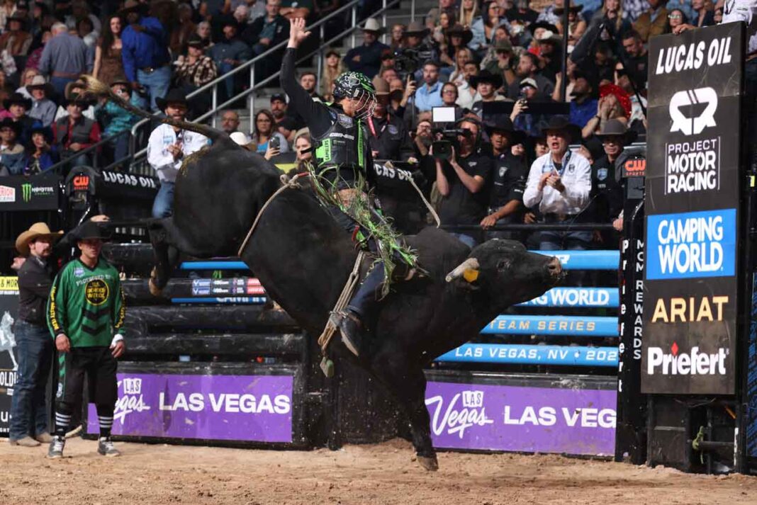 Dalton Kasel riding a bull named Uncle Rico during the second day of the Camping World Teams Series Championship in Las Vegas, Nevada. Dalton Kasel riding a bull named Uncle Rico during the second day of the Camping World Teams Series Championship in Las Vegas, Nevada.